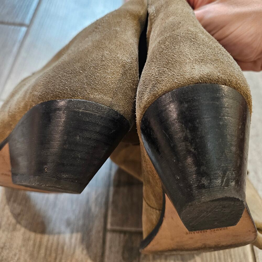 Isabel Marant Denvee Suede Knee High Boots Women EU 38 US 8 Taupe Western‎ - Picture 7 of 16
